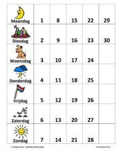 Kalender Klok Wegen Rekenen met geld Oefenen Rekenen Huiswerk Werkblad Squla Bijlesmeester Baissschool Groep 12345678