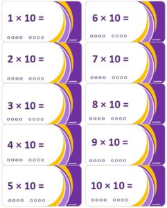 LeerKaartjes Tafel van 10 oefenen automatiseren tafels rekenen memoriseren bewegend leren onthouden