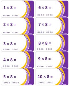 LeerKaartjes Tafel van 8 oefenen automatiseren tafels rekenen memoriseren bewegend leren onthouden