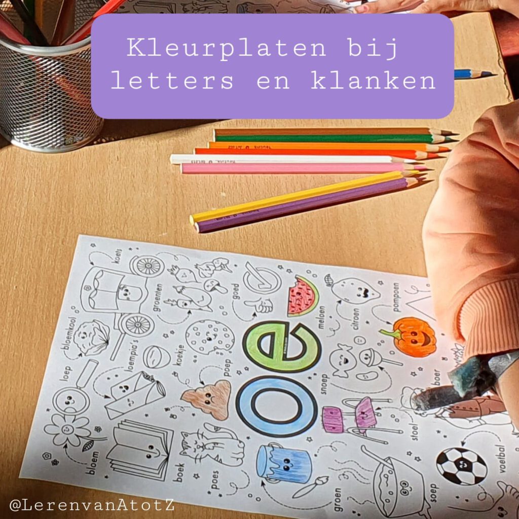 Klanken en letter kleurplaat taalcircuit groep 3 4 bewegend leren