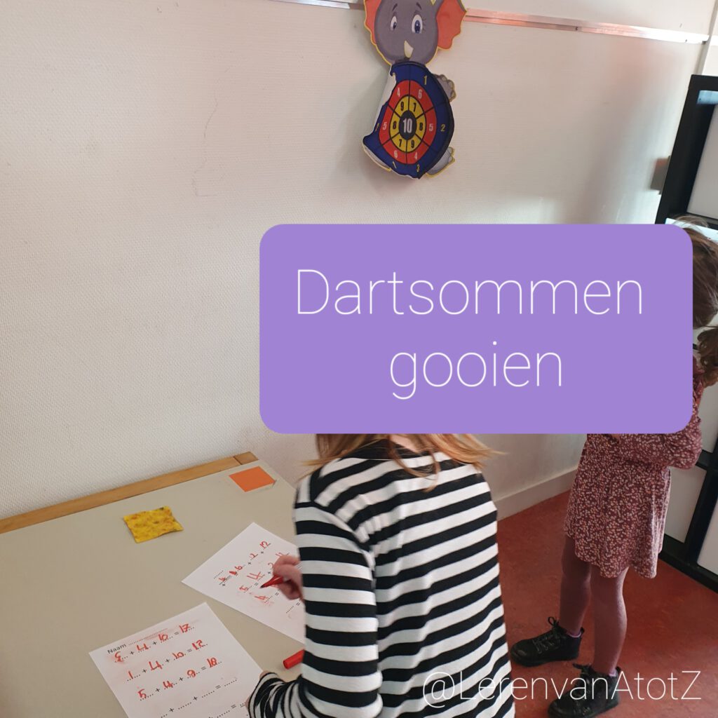 Dartsommen groep 3 4 rekencircuit bewegend leren