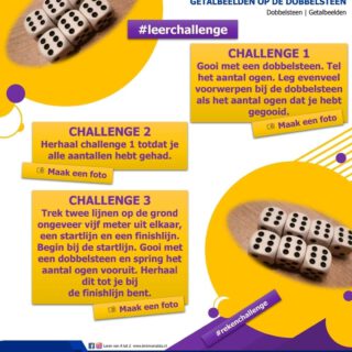 🎲 DOBBELSTEEN CHALLENGE 🎲
Er wordt hard gewerkt aan de dobbelsteenchallenge. Verzamel bij elk getalbeeld het aantal voorwerpen.

#lerendoortedoen #leerchallenge #onderbouwwereld 
#kindcentrumdebron 

https://www.lerenvanatotz.nl/leerchallenge-groep-1-en-2/